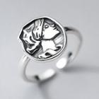 Embossed Open Ring Silver - One Size