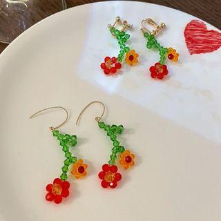 Flower Glass Bead Dangle Earring