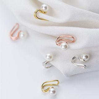 925 Sterling Silver Faux Pearl Cuff Earring