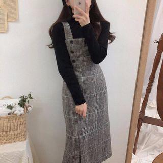Check Sheath Jumper Dress