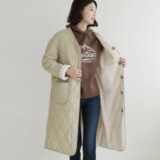 Reversible Quilted Dumble Coat Beige - One Size