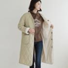 Reversible Quilted Dumble Coat Beige - One Size