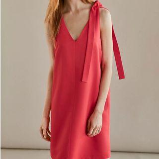 Tie Strap Sleeveless V-neck Dress