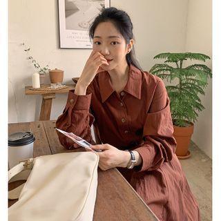 Half-placket Band-waist Shirtdress