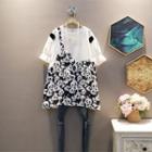 Short-sleeve Panel Panda Print Dress