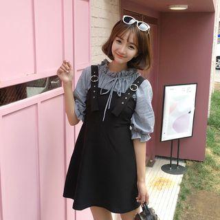 Plaid Off Shoulder 3/4 Sleeve Top