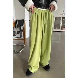 Fray-hem Napped Wide-leg Pants