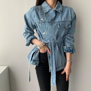 Pocket Detail Denim Jacket As Shown In Figure - One Size