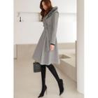 Faux-fur Hooded Flared Coat With Sash