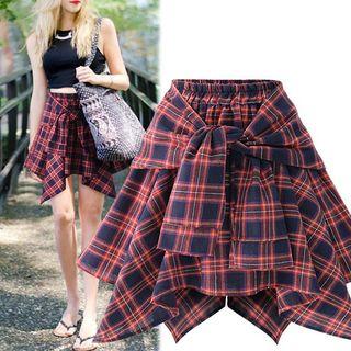 Hanky-hem Plaid A-line Skirt
