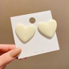 Heart Stud Earring 1 Pair - E4792 - White - One Size