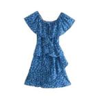 Off-shoulder Ruffled Floral Mini A-line Dress