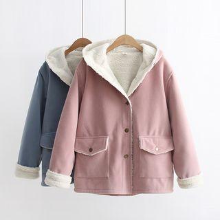 Fleece-lined Hooded Button Jacket