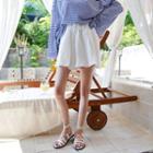Drawstring-waist Flared Skort