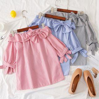 Ribbon-accent Boatneck Top