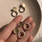 Faux Pearl Hoop Dangle Earring 1 Pair - B86 - Rhinestone Earrings - One Size