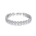 Fashion Bright Heart Bracelet With White Cubic Zirconia 19cm Silver - One Size