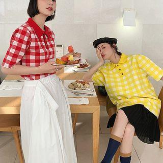 Short Sleeve Plaid Polo Shirt