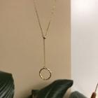 925 Sterling Silver Twisted Hoop Necklace L235 - Gold - One Size
