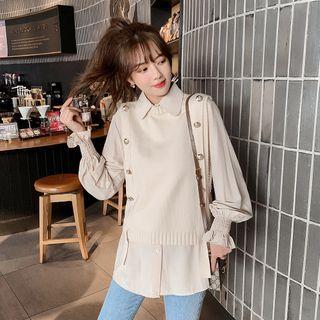 Set: Button-up Blouse + Sweater Vest