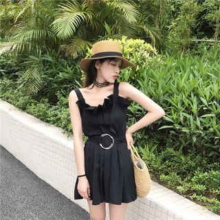 Sleeveless Ruffle Trim Playsuit
