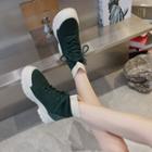 Two-tone Knit Platform Short Boots