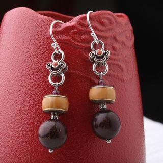 Faux Gemstone Bead Sterling Silver Dangle Earring 1 Pair - Gold - One Size