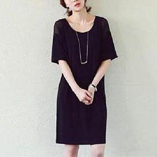Mesh Panel Short-sleeve T-shirt Dress