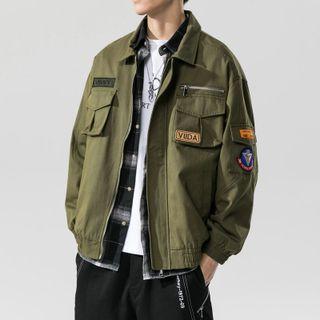 Badge Embroidered Zip Jacket