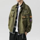Badge Embroidered Zip Jacket