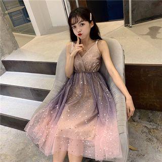 Gradient Strappy Midi A-line Dress