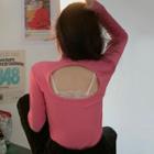 Turtleneck Cutout-back T-shirt