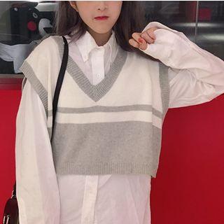 Two-tone Cropped Knit Vest