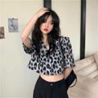 Short-sleeve Leopard Print Shirt As Shown In Figure - One Size