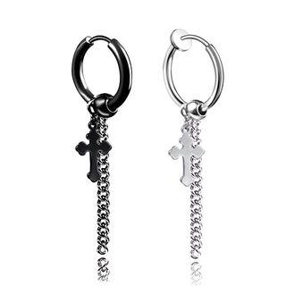Cross Dangle Threader Hoop Earring