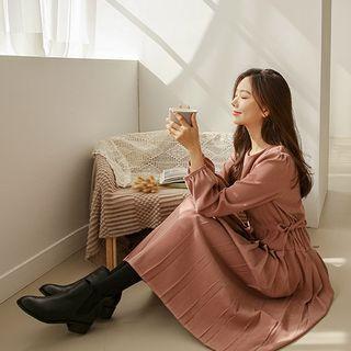 Tie-side Pleated Long Dress