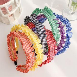 Ruffle Plaid Fabric Headband / Hair Clip