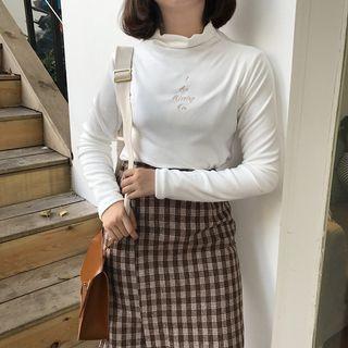 Embroidered Corduroy Long-sleeve Top