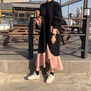 Sweatshirt Two-tone Midi Dress