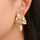Alloy Triangle Faux Pearl Dangle Earring 1 Pair - 4400 - 01 - Gold -