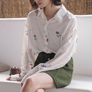 Flora Print Shirt Off-white - One Size