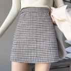 Collared Button Jacket / Plaid A-line Skirt