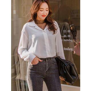 Dip-back Oversized Silky Shirt