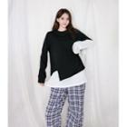 Mock Two-piece Loose-fit Top Black - One Size