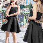Strappy Lace-up Back A-line Mini Dress Black - One Size