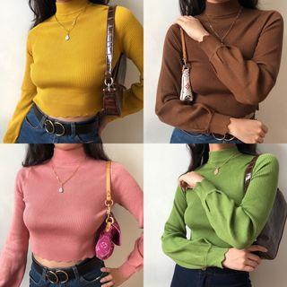 Half-necked Lantern Sleeve Knit Sweater