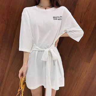 Lettering Printed Short-sleeve T-shirt Dress