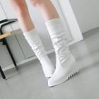 Rhinestone Wedge-heel Knee-high Boots