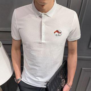 Short-sleeve Embroidered Bird Polo Shirt