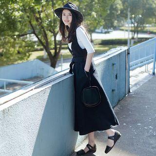 Buttoned A-line Dungaree Dress